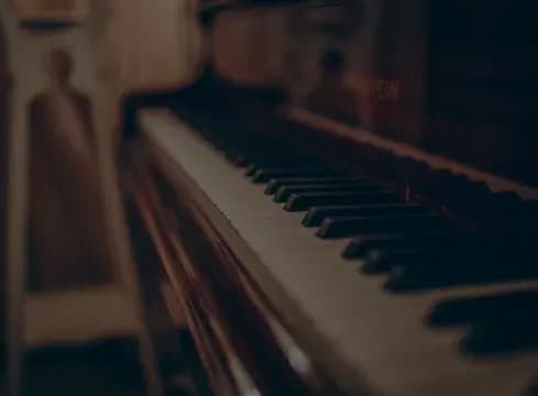 close-up of piano keys